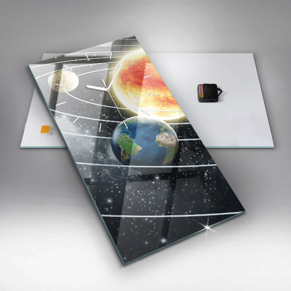 Modern vertical wall clock The solar system