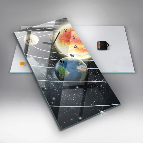 Modern vertical wall clock The solar system