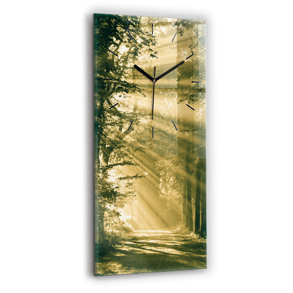 Modern vertical wall clock Sun Rays Forest