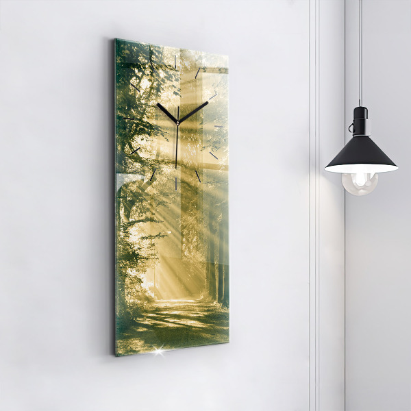 Modern vertical wall clock Sun Rays Forest