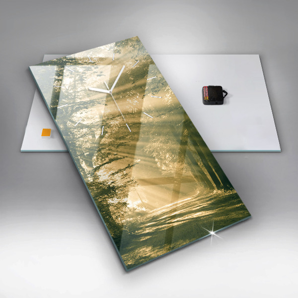 Modern vertical wall clock Sun Rays Forest