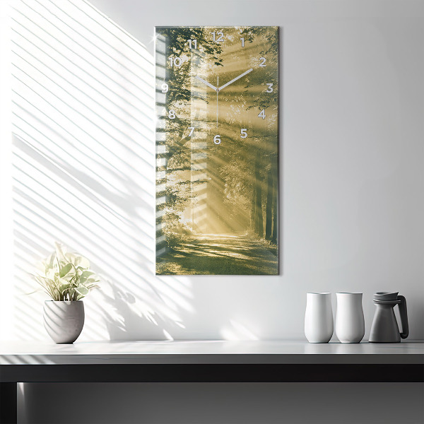 Modern vertical wall clock Sun Rays Forest