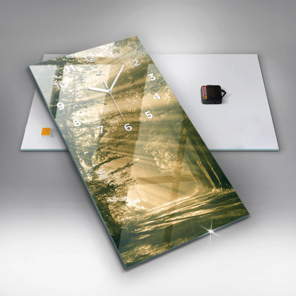 Modern vertical wall clock Sun Rays Forest