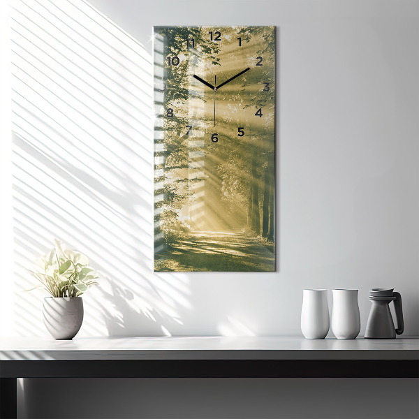 Modern vertical wall clock Sun Rays Forest