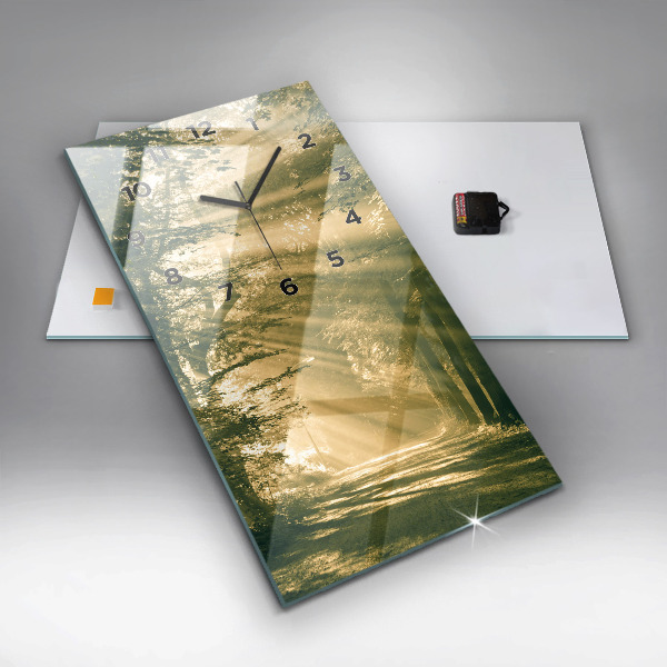 Modern vertical wall clock Sun Rays Forest