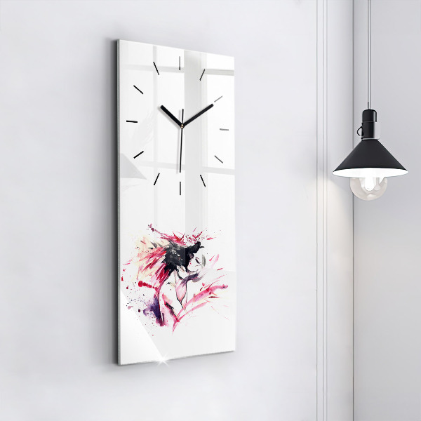 Modern vertical wall clock Lovers abstraction