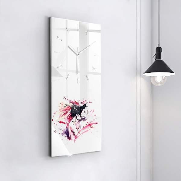 Modern vertical wall clock Lovers abstraction