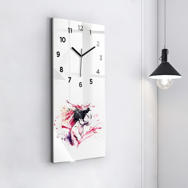 Modern vertical wall clock Lovers abstraction