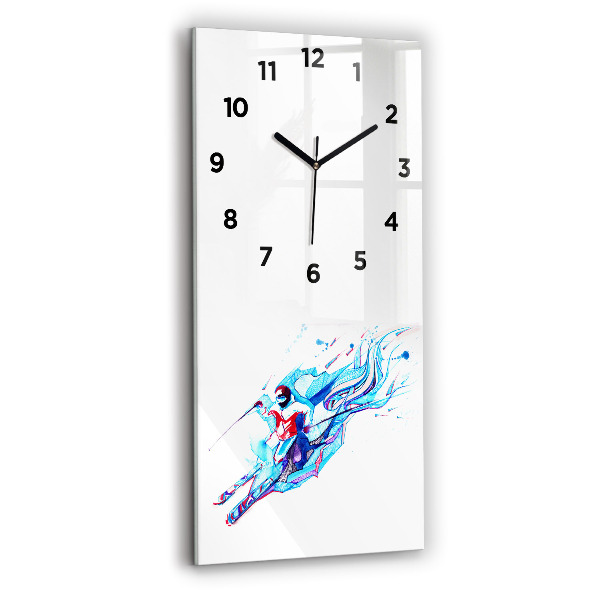 Modern vertical wall clock Skier