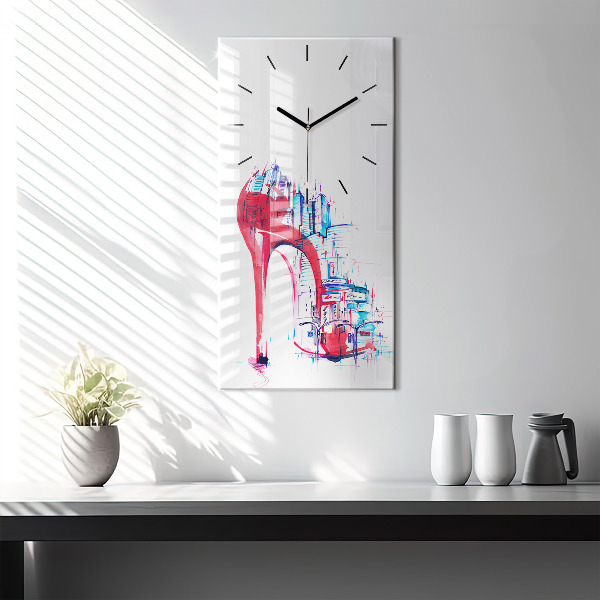 Modern vertical wall clock Red heel