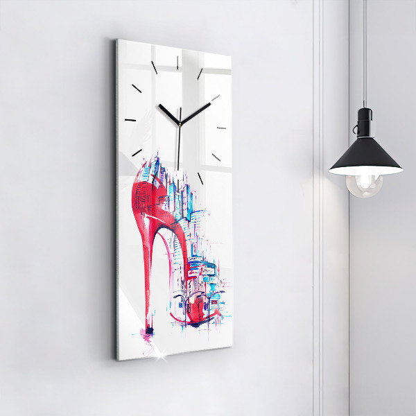 Modern vertical wall clock Red heel
