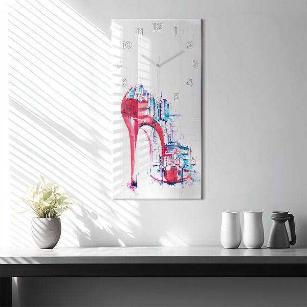 Modern vertical wall clock Red heel