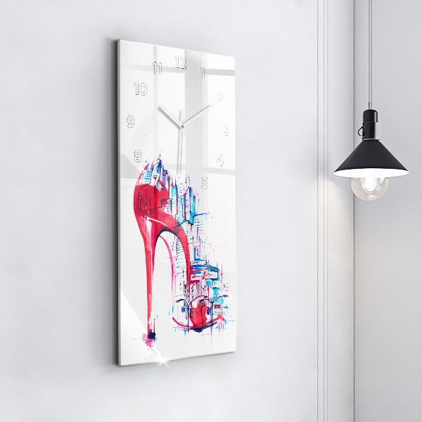 Modern vertical wall clock Red heel