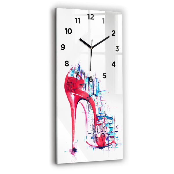 Modern vertical wall clock Red heel