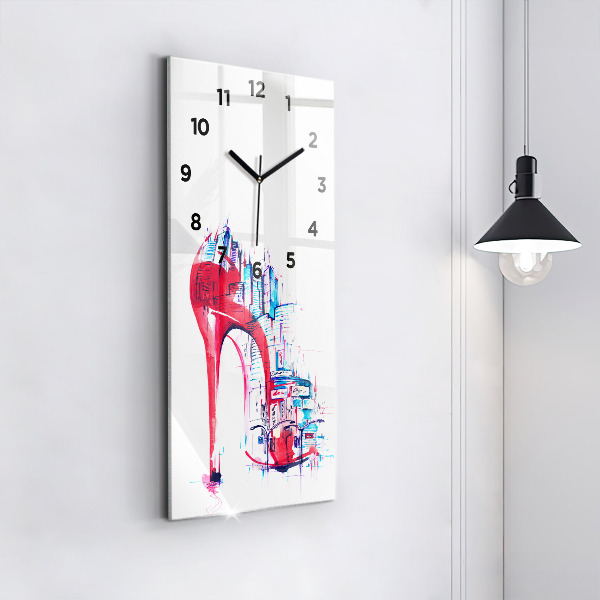 Modern vertical wall clock Red heel