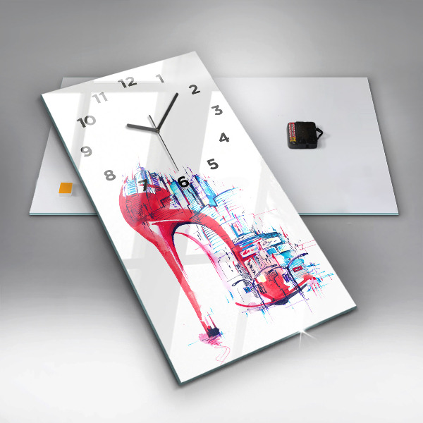Modern vertical wall clock Red heel
