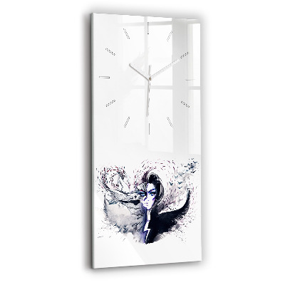 Modern vertical wall clock Illustration of a Woman
