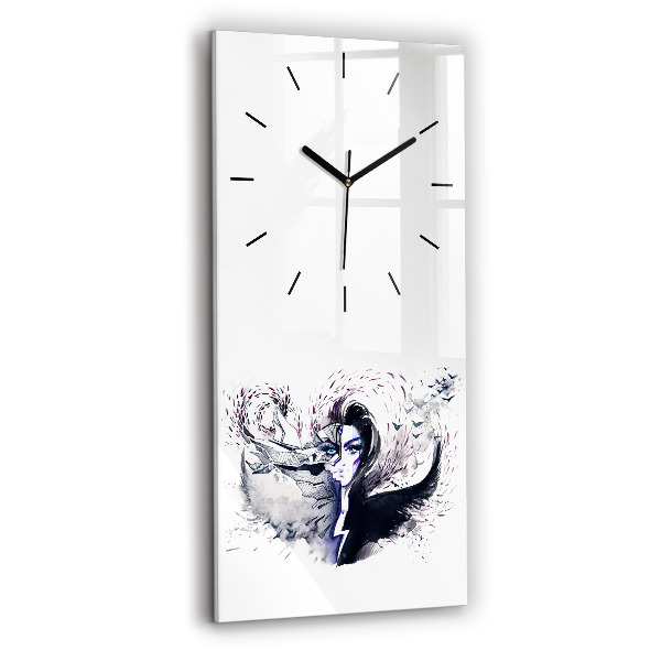 Modern vertical wall clock Illustration of a Woman