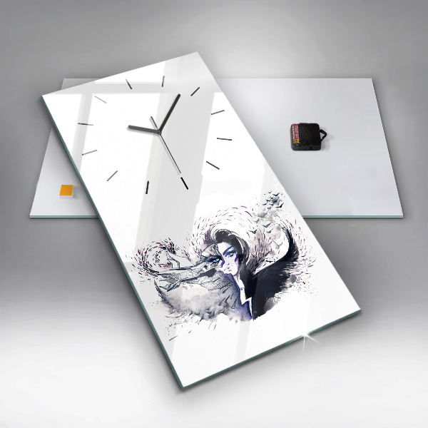 Modern vertical wall clock Illustration of a Woman