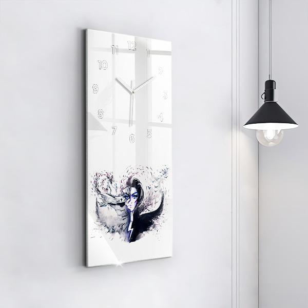 Modern vertical wall clock Illustration of a Woman