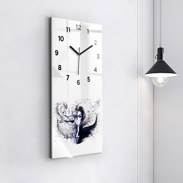 Modern vertical wall clock Illustration of a Woman