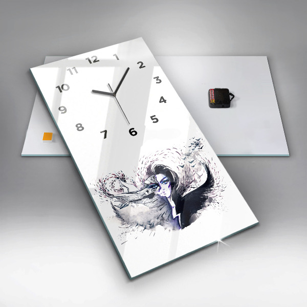 Modern vertical wall clock Illustration of a Woman