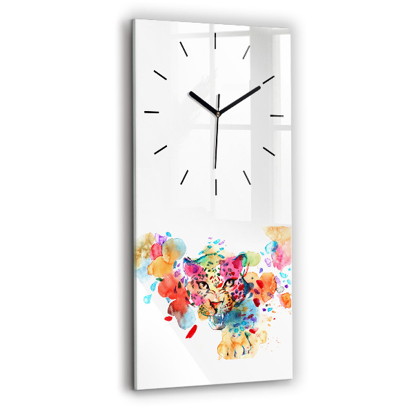 Modern vertical wall clock Abstract wild cat