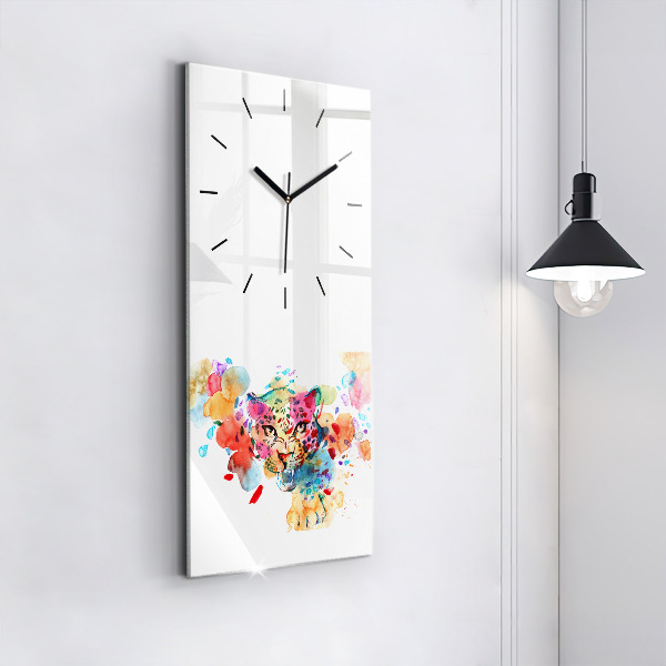 Modern vertical wall clock Abstract wild cat