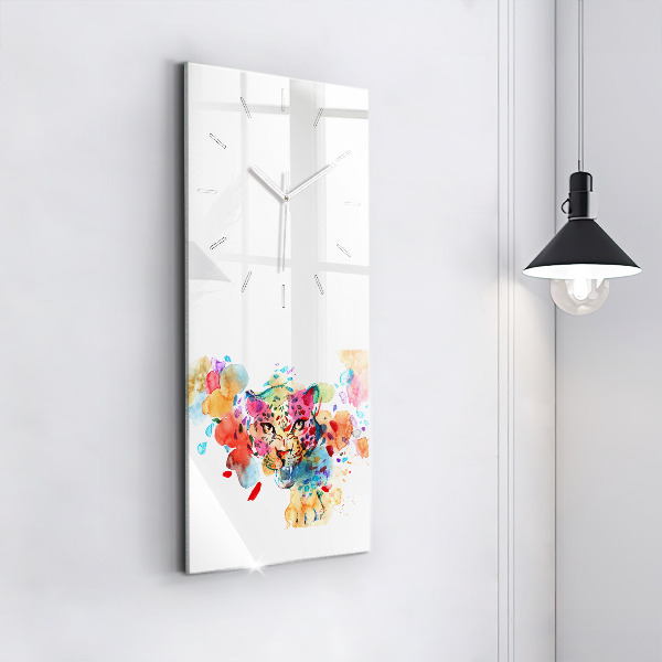 Modern vertical wall clock Abstract wild cat