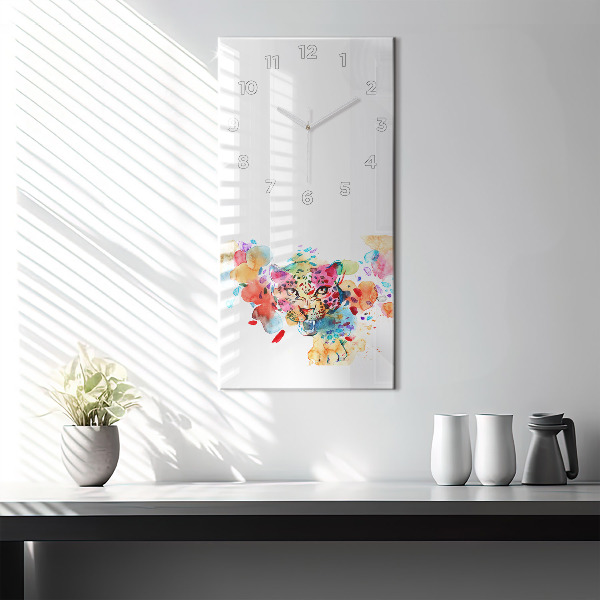 Modern vertical wall clock Abstract wild cat