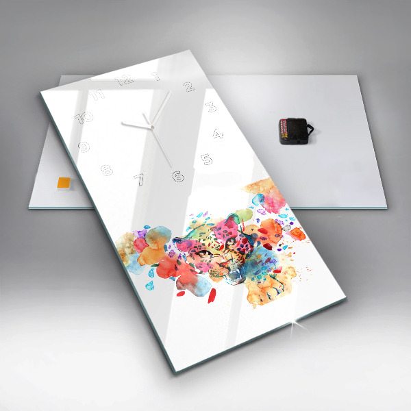 Modern vertical wall clock Abstract wild cat