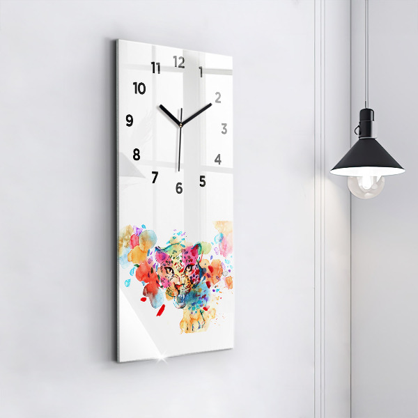 Modern vertical wall clock Abstract wild cat