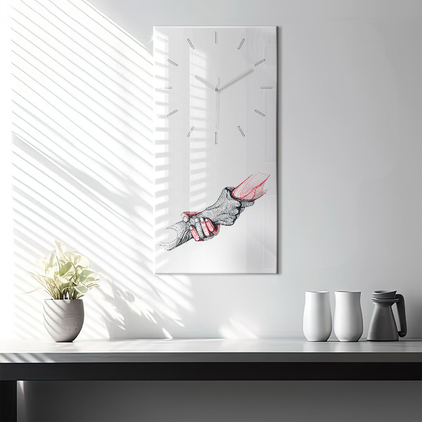 Modern vertical wall clock Holding hands