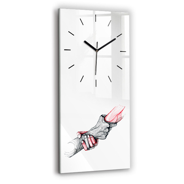 Modern vertical wall clock Holding hands