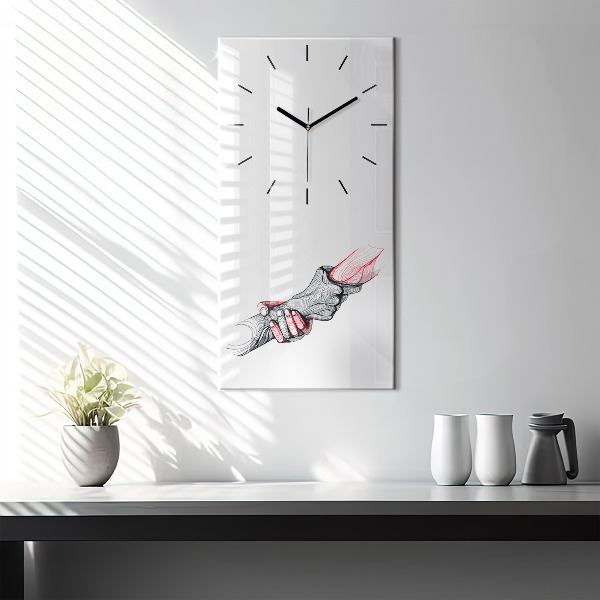 Modern vertical wall clock Holding hands