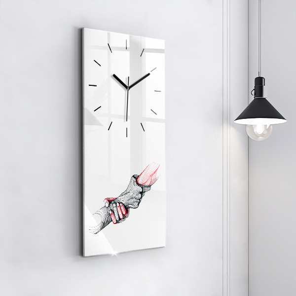 Modern vertical wall clock Holding hands