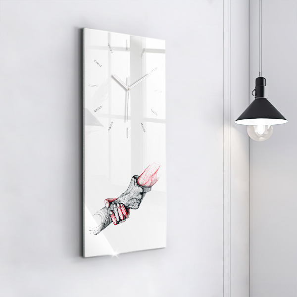 Modern vertical wall clock Holding hands