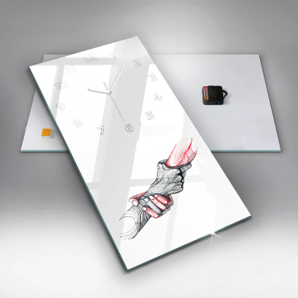 Modern vertical wall clock Holding hands