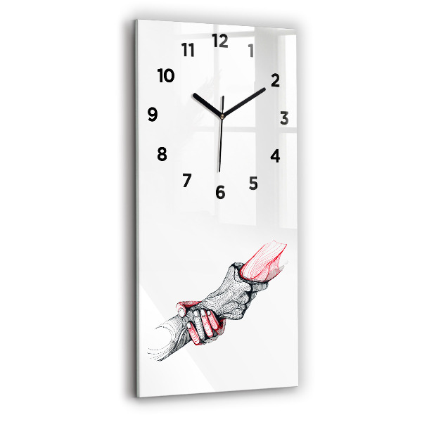 Modern vertical wall clock Holding hands