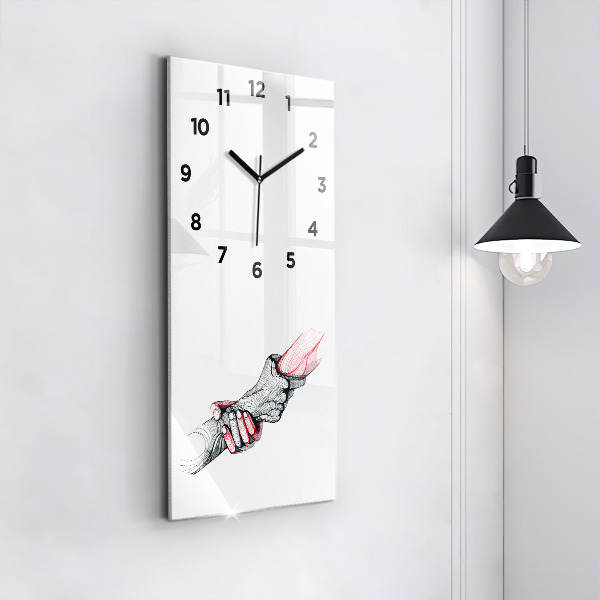 Modern vertical wall clock Holding hands