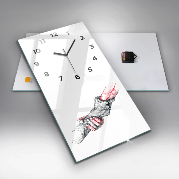 Modern vertical wall clock Holding hands
