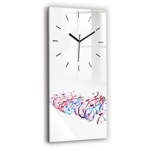 Modern vertical wall clock Colorful city bikes