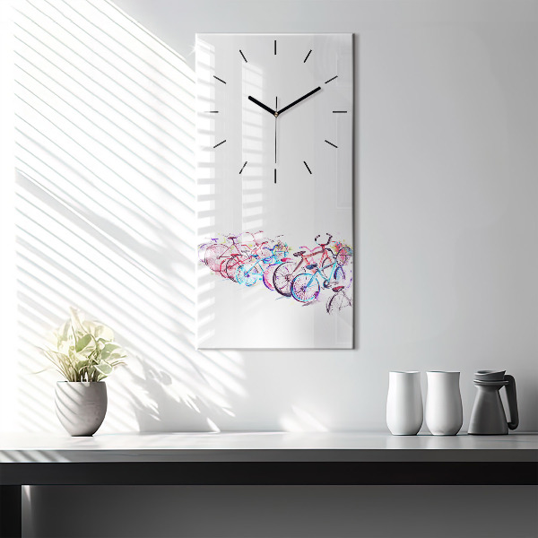 Modern vertical wall clock Colorful city bikes