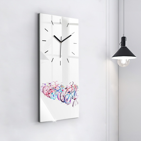 Modern vertical wall clock Colorful city bikes