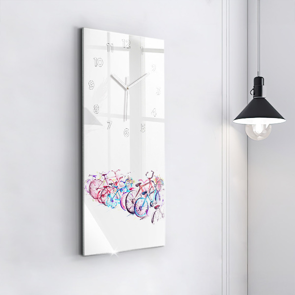 Modern vertical wall clock Colorful city bikes