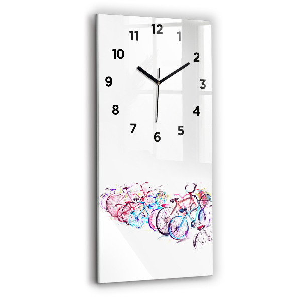Modern vertical wall clock Colorful city bikes