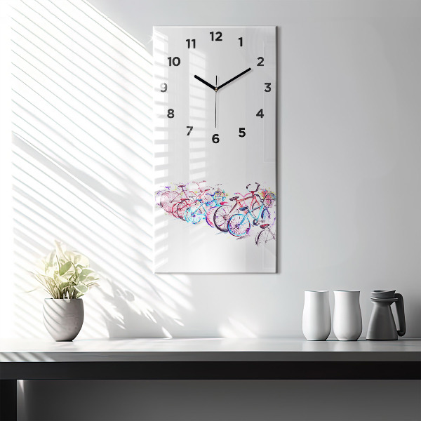 Modern vertical wall clock Colorful city bikes