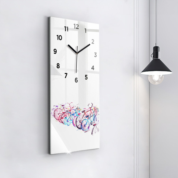 Modern vertical wall clock Colorful city bikes