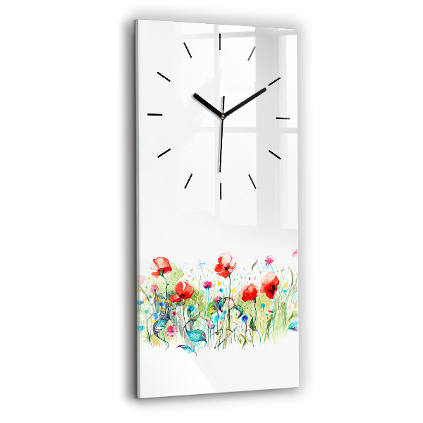 Modern vertical wall clock Flowers in the meadow
