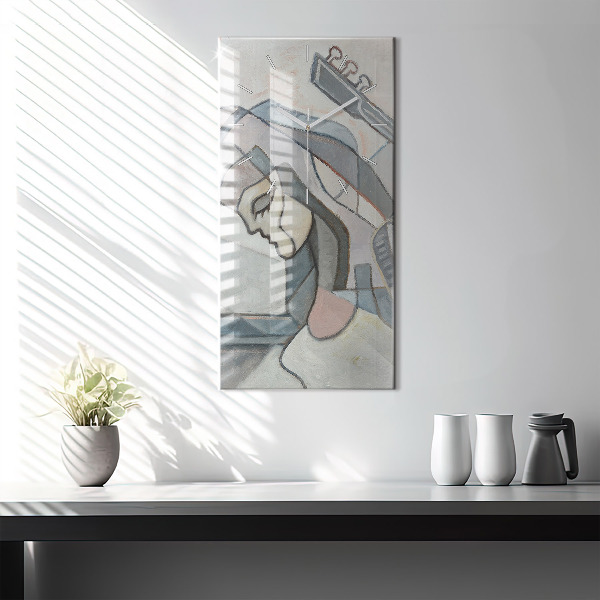 Modern vertical wall clock Abstract painting